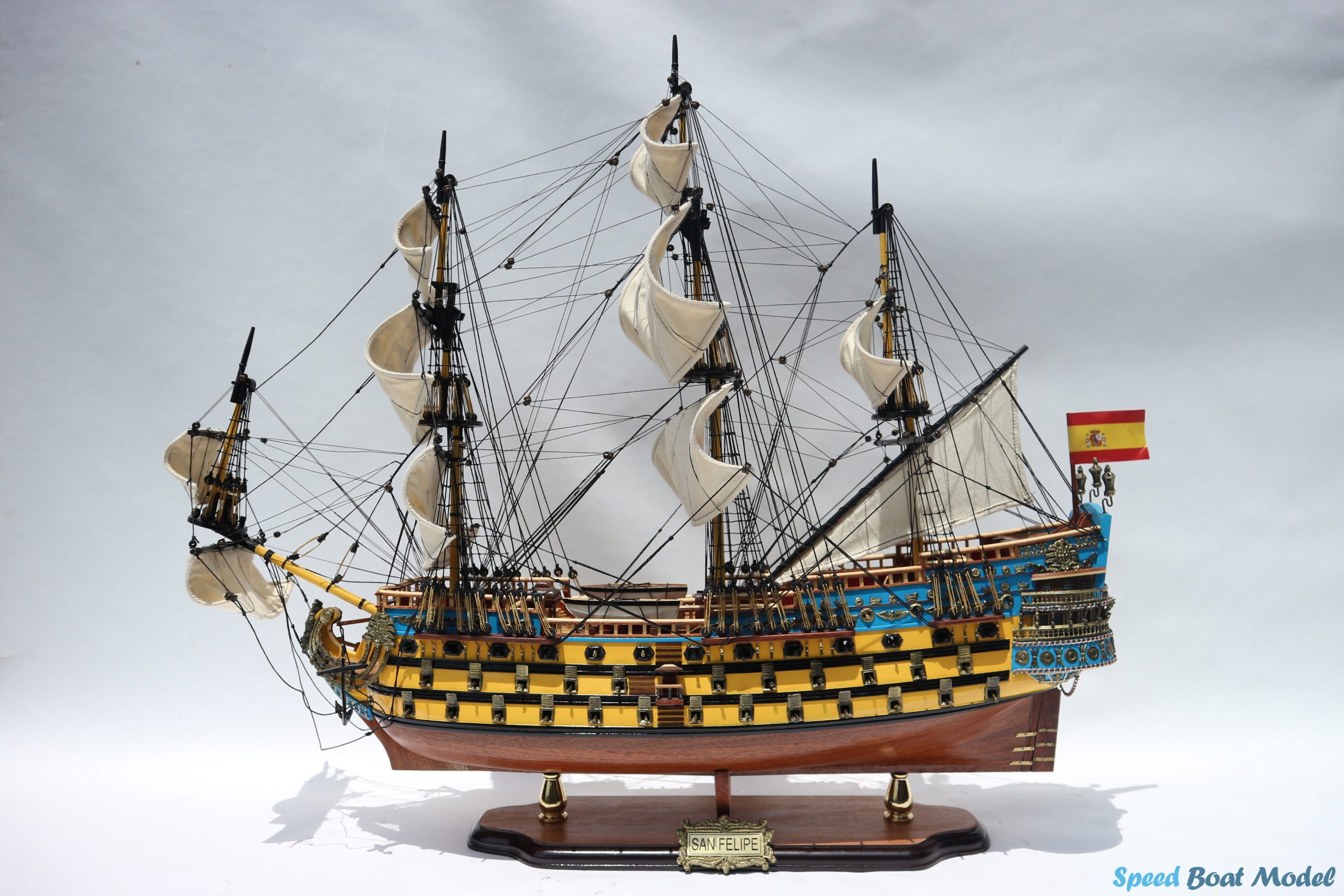 San Felipe Painted Tall Ship Model