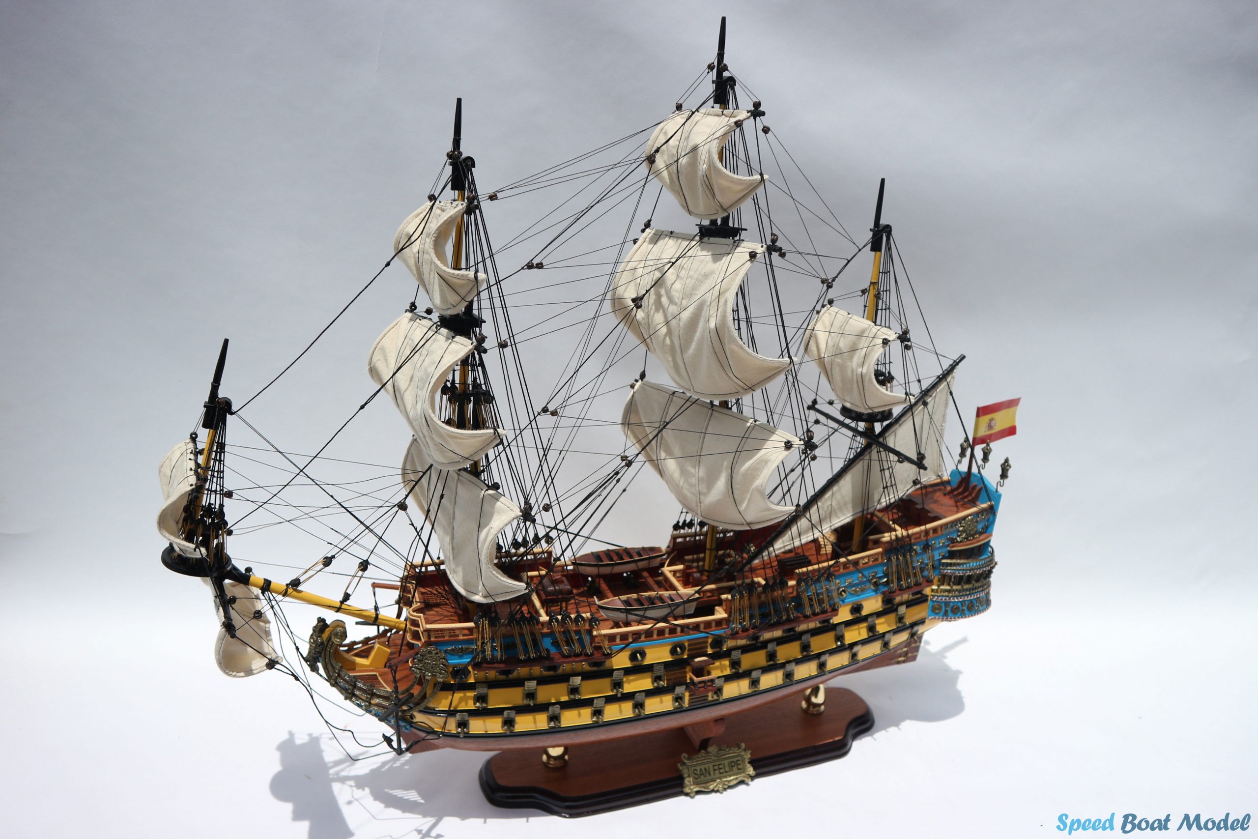 San Felipe Painted Tall Ship Model