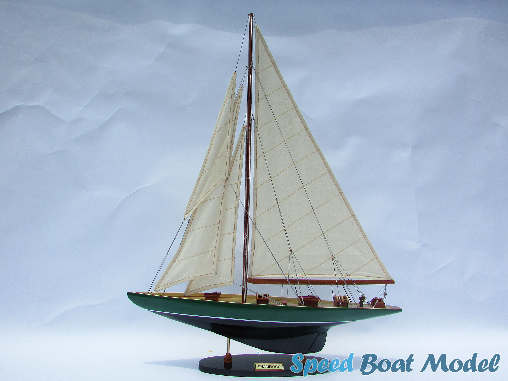 Shamrock Painted Green Black Sailing Boat Model 31.5"