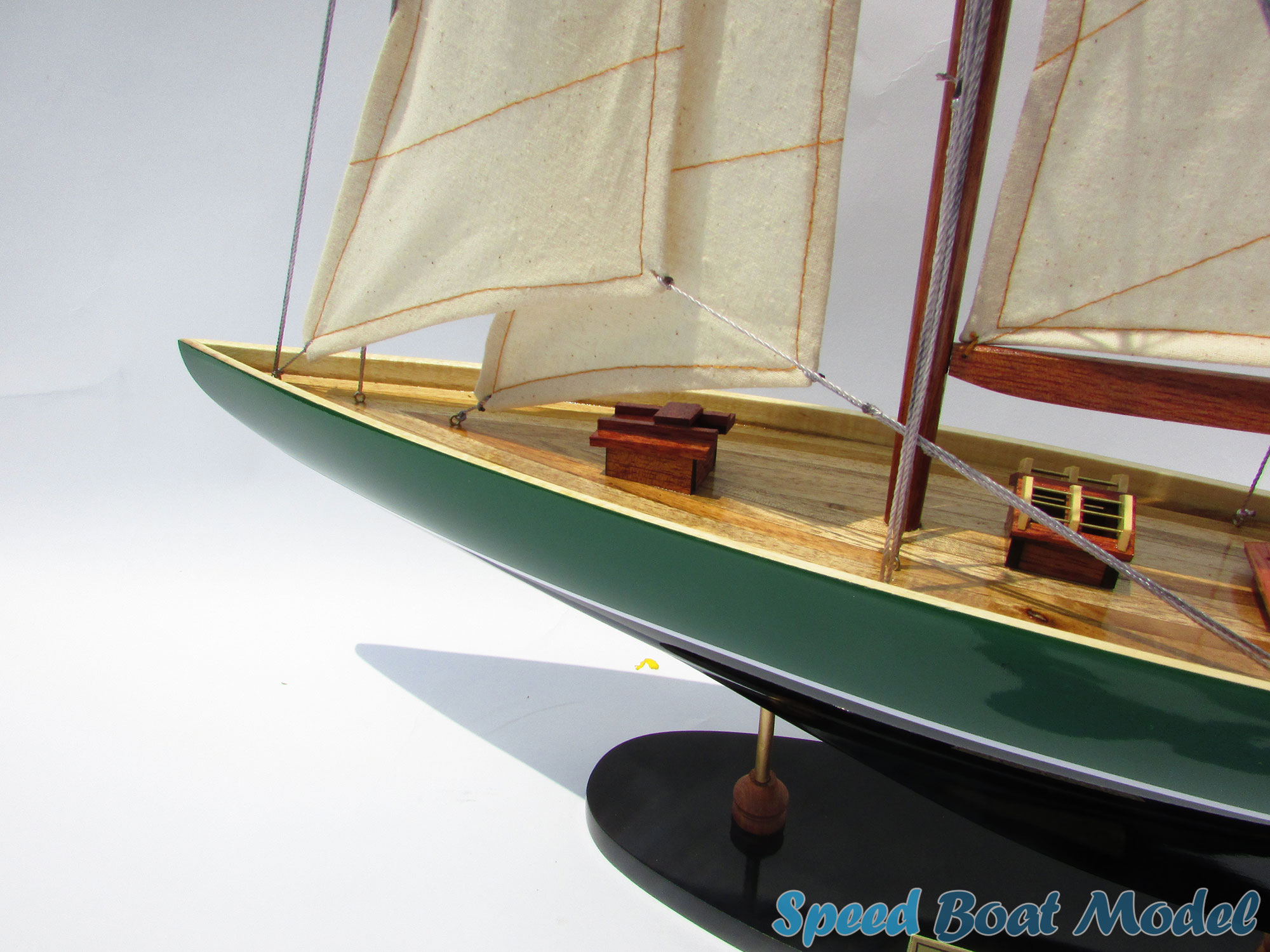 Shamrock Painted Green Black Sailing Boat Model 31.5"