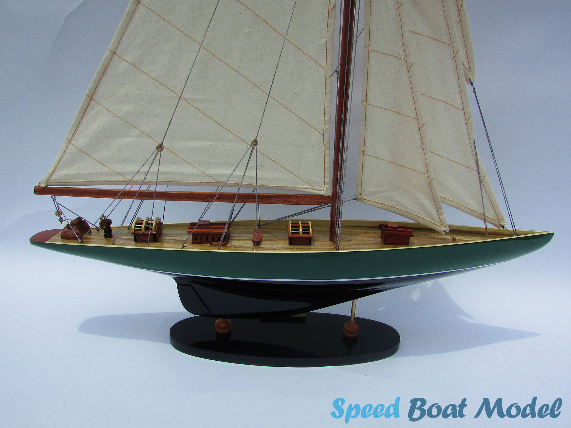 Shamrock Painted Green Black Sailing Boat Model 31.5"