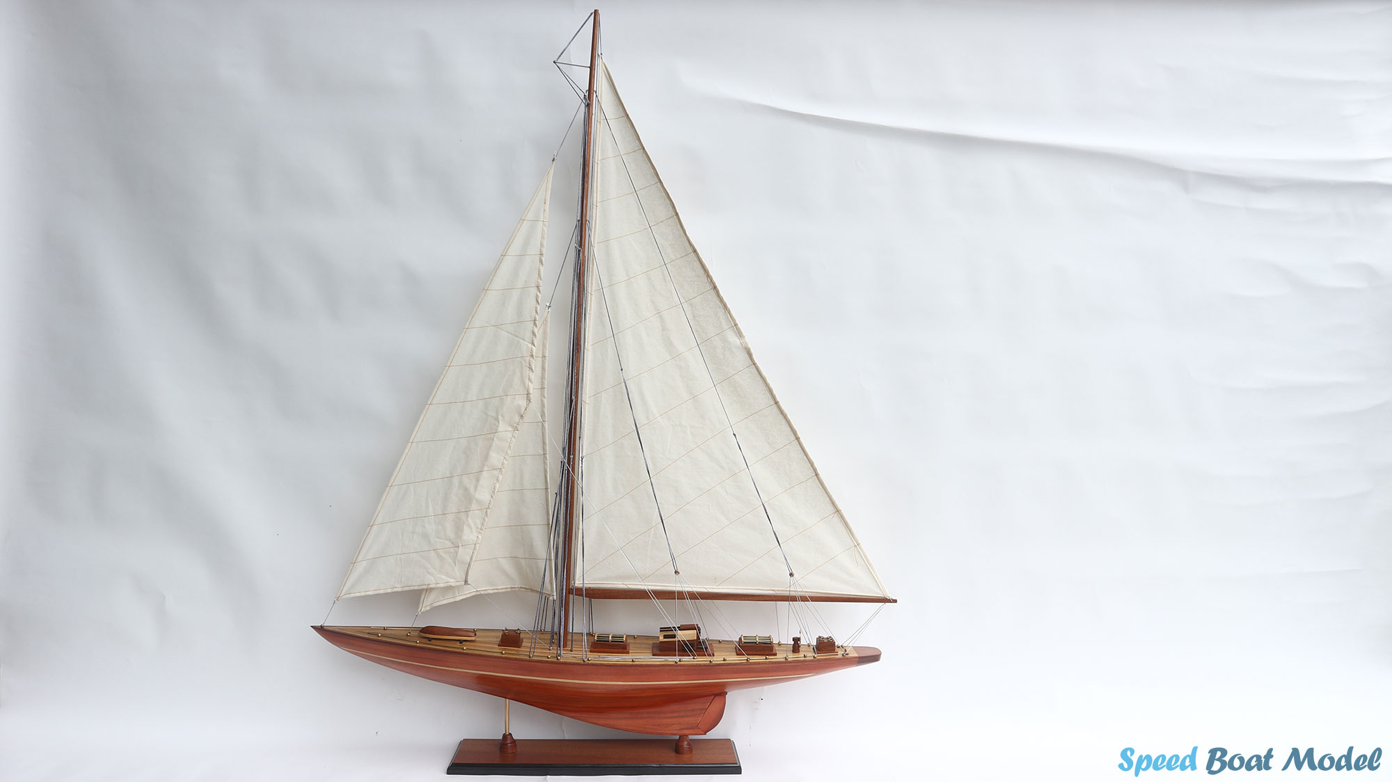 Endeavour Wood Finished Sailing Boat Model 19.6"