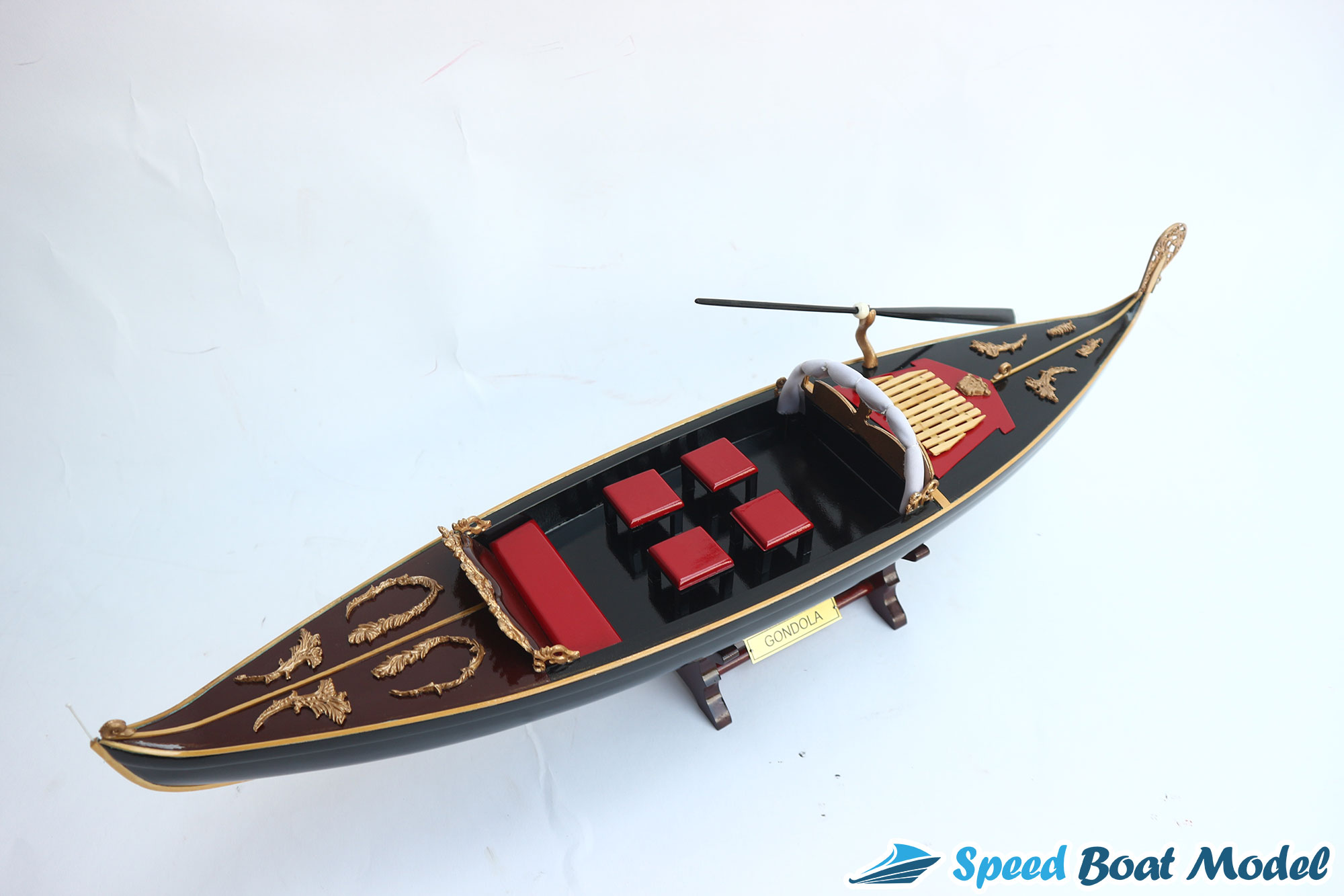 Gondola Black Painted Traditional Boat Model 23.6"