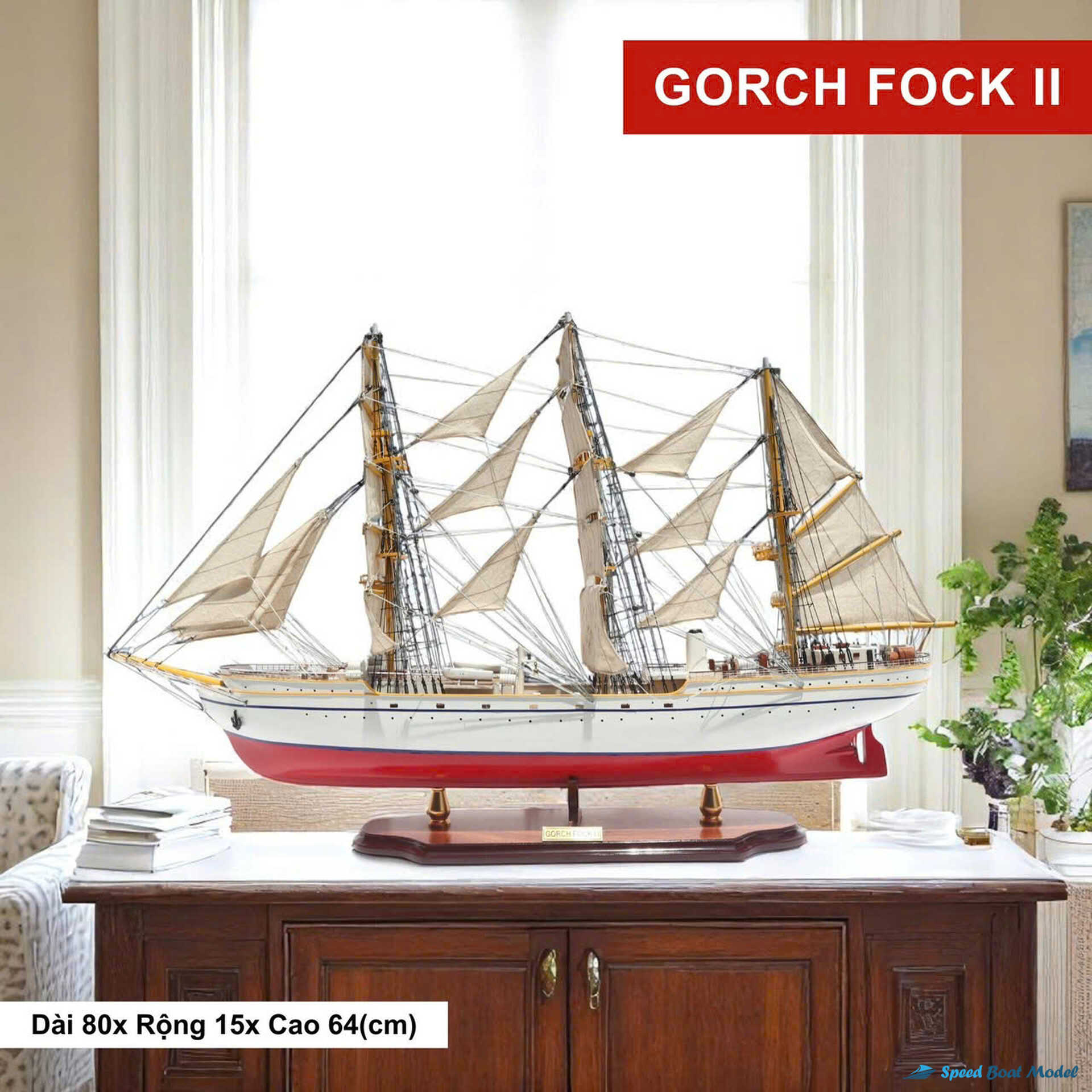 Gorch Fock I Painted Tall Ship Model Speed Boad Model