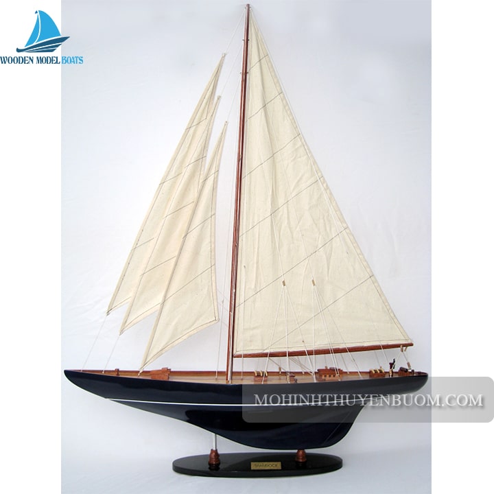 Dark Blue Shamrock Painted Sailing Boat Model 23.6"