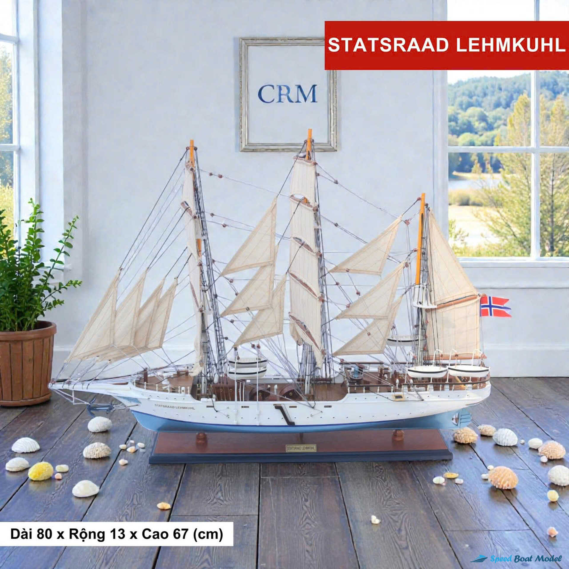 Statsraad Lehmkuhl Tall Ship Model Speed Boad Model