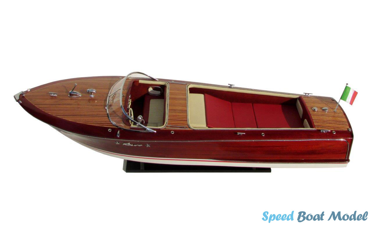 thumbnail image 2 of RANLIS Ferrari Hydroplane 20" Wooden Speed Boat Replica - Handmade Display Model 2 of 6