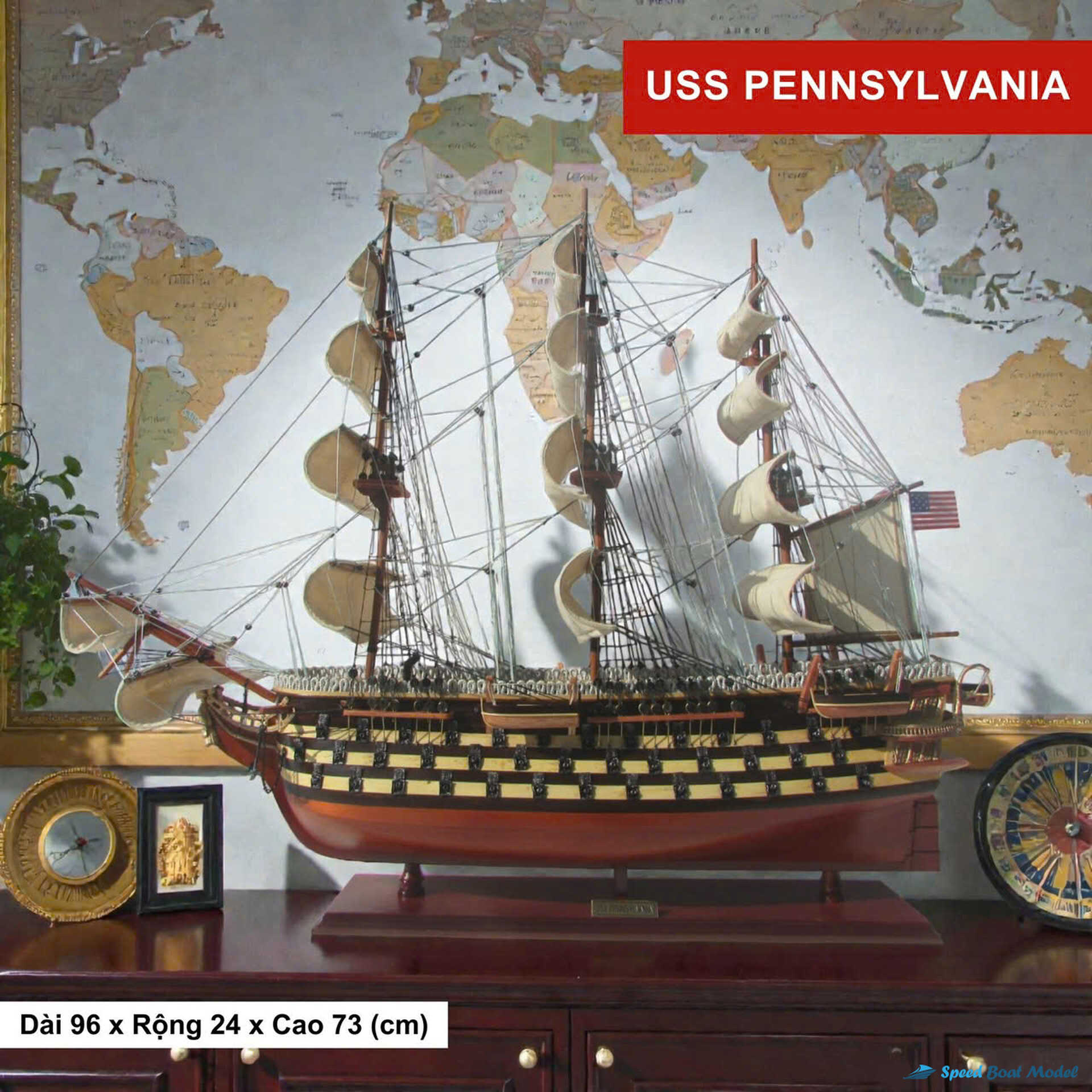 Uss Pennsylvania Tall Ship Model Speed Boad Model