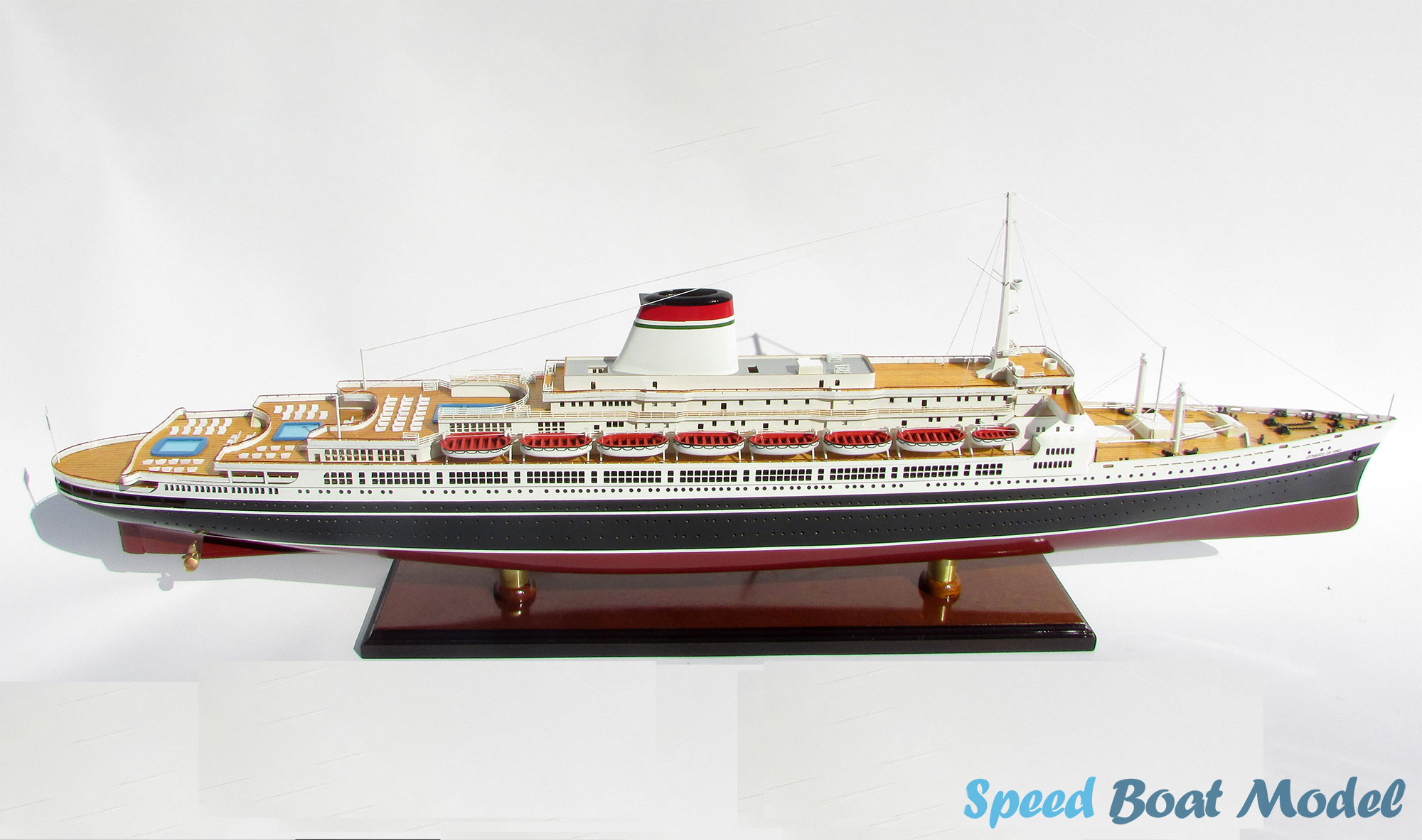 SS Leonardo Da Vinci Black & Red Hull Ocean Liner Model 34.2"