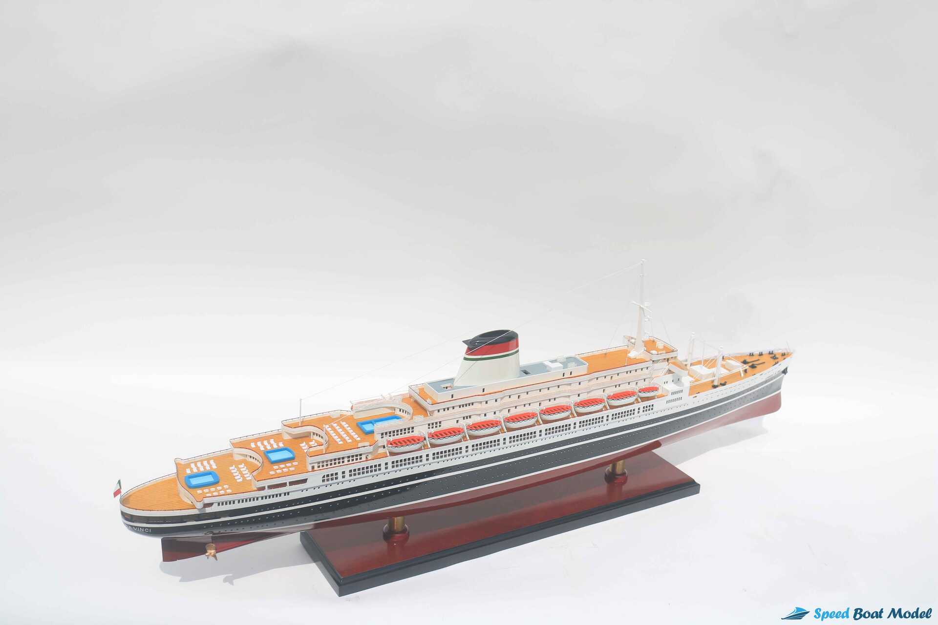 Ss Leonardo Da Vinci Black & Red Hull Ocean Liner Model (8) Speed Boad Model