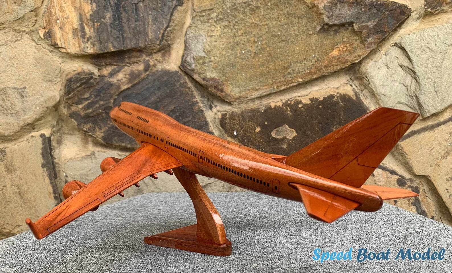 Boeing 747 Wooden Airplane Model 17.7" 8 Boeing 747 Wooden Airplane Model 17.7