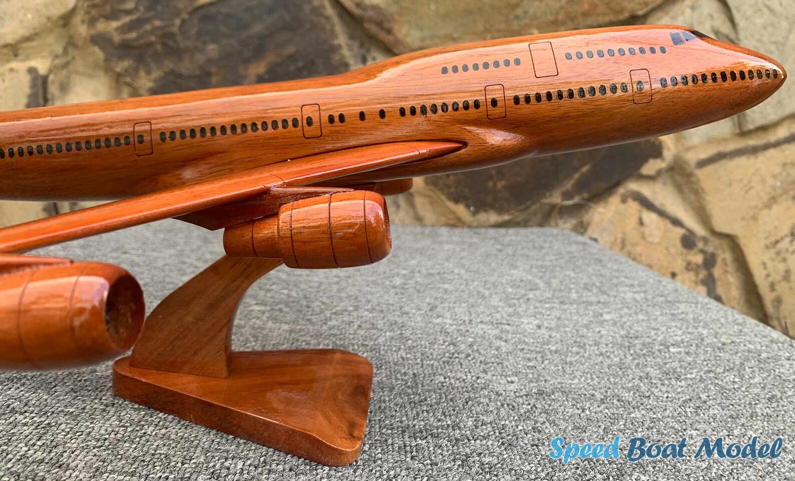 Boeing 747 Wooden Airplane Model 17.7"