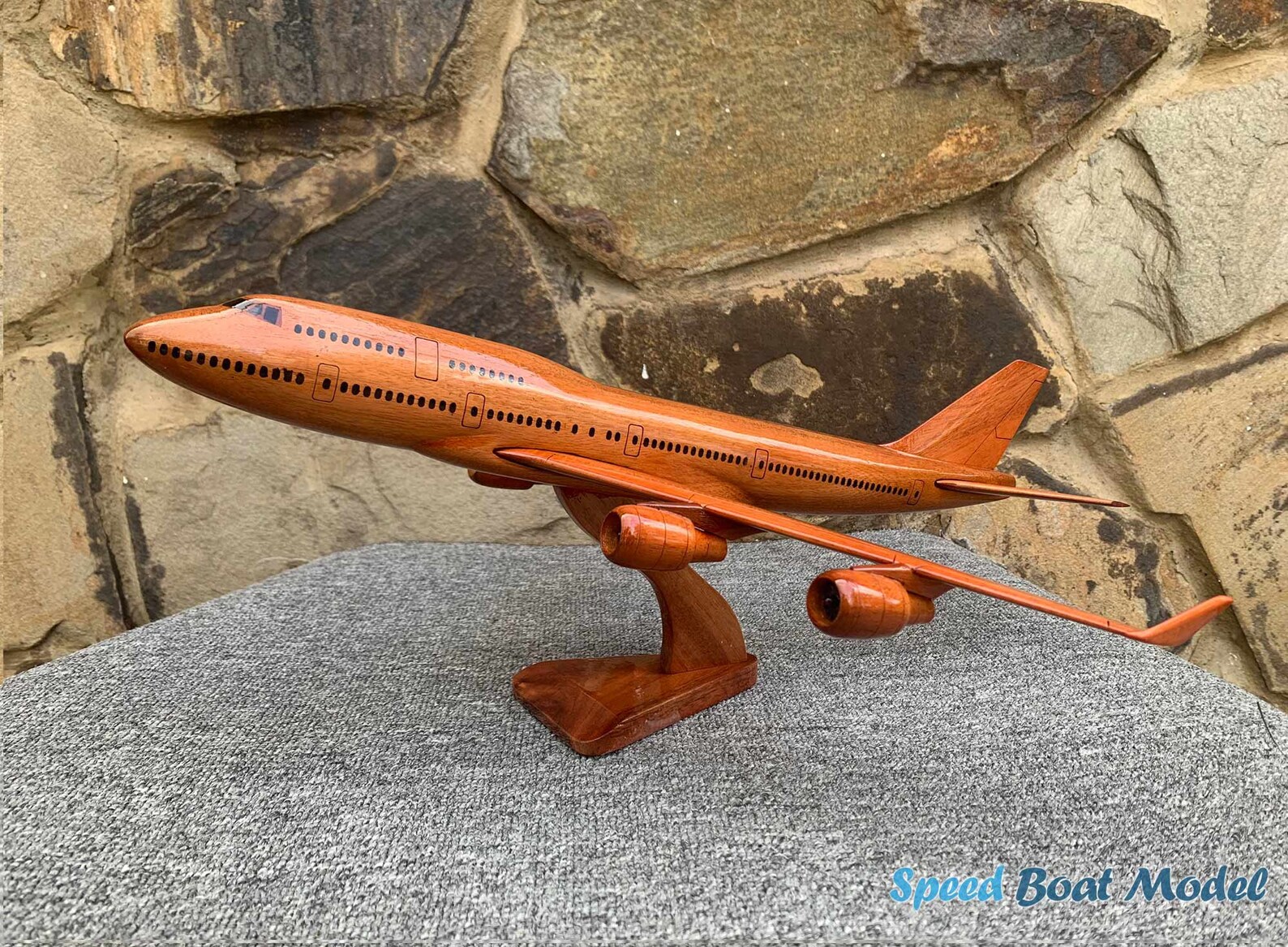 Boeing 747 Wooden Airplane Model 17.7" 14 Boeing 747 Wooden Airplane Model 17.7