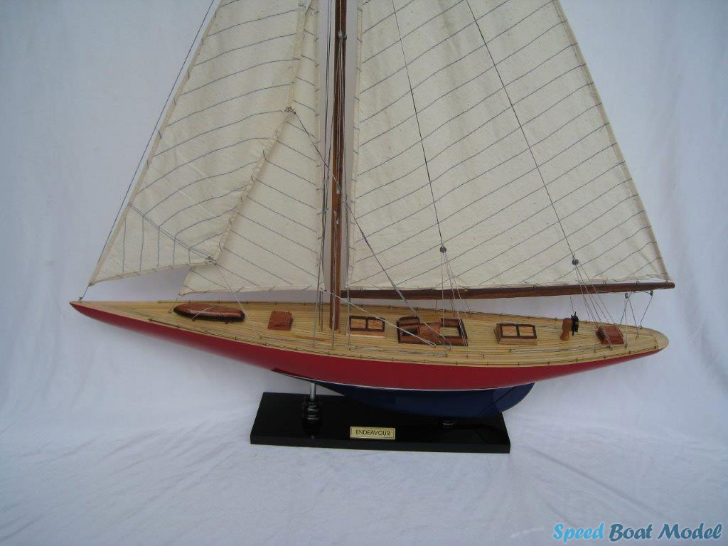 Red And Blue Endeavour Painted Sailing Boat Model