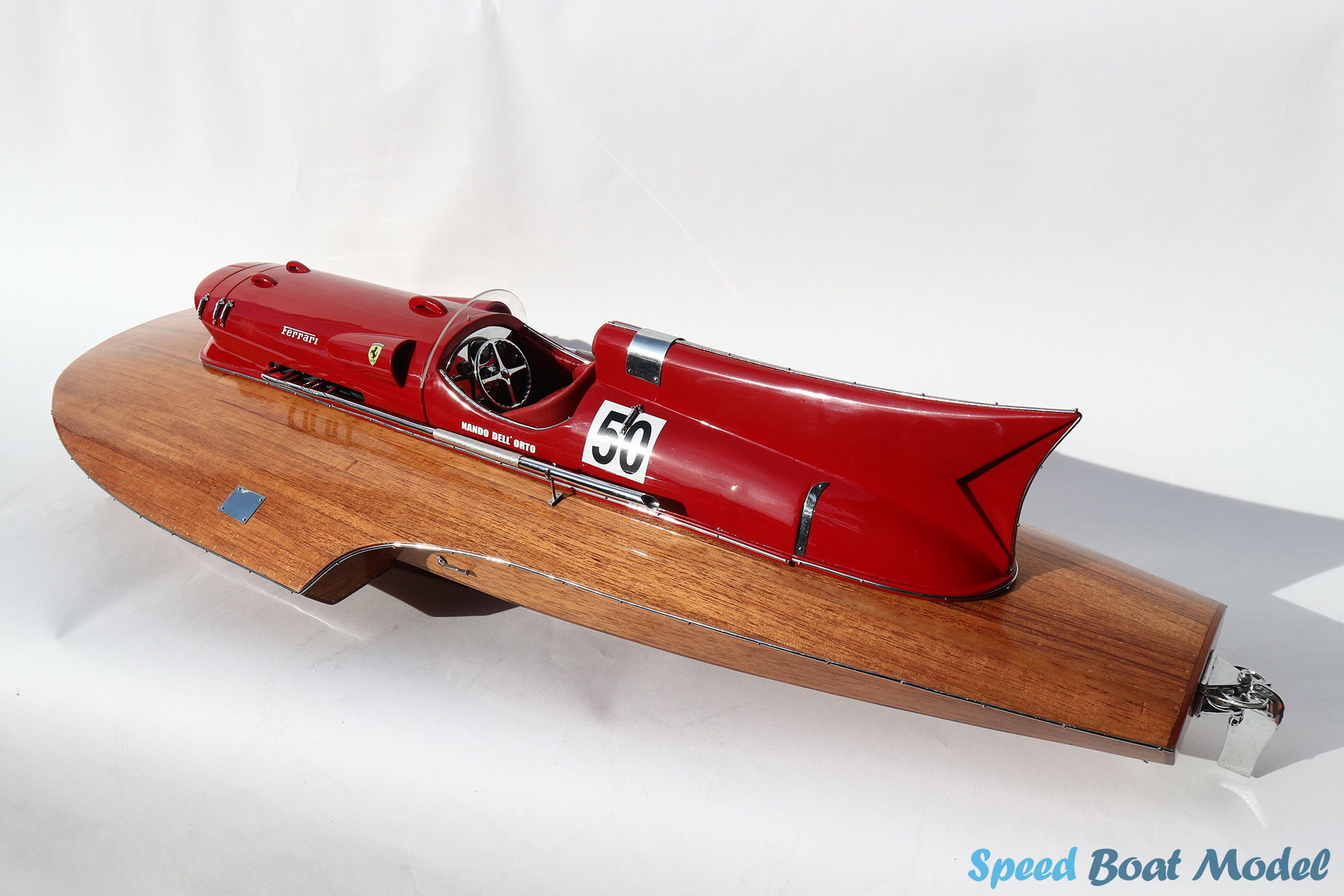 Ferrari Hydroplane Natural Wood Finish Speed Boat Model 35.4" 19 Ferrari Hydroplane Natural Wood Finish Model 35.4