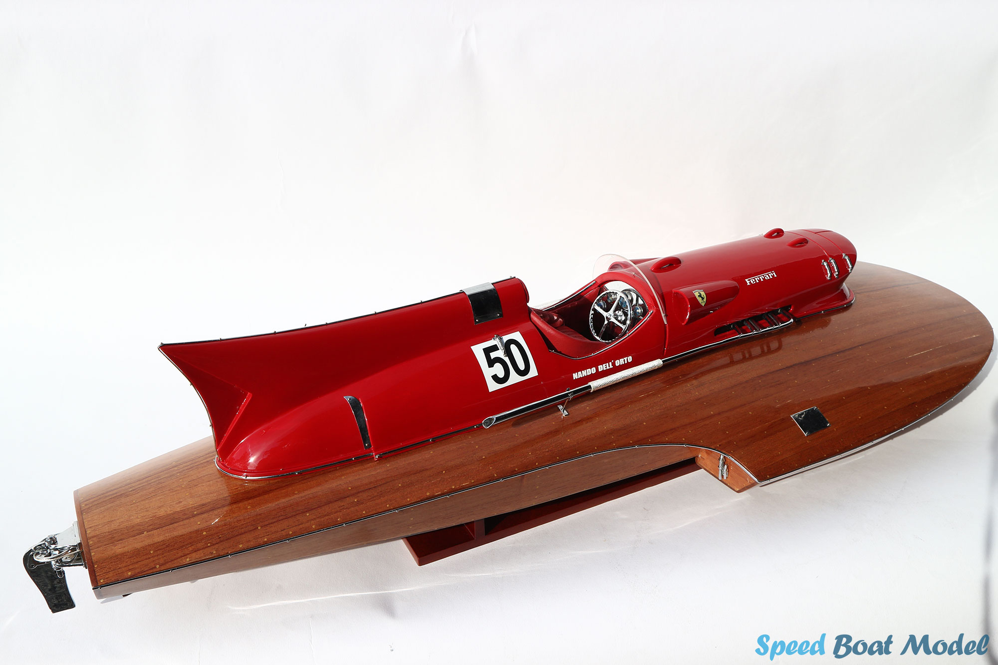 Ferrari Hydroplane Natural Wood Finish Speed Boat Model 35.4" 23 Ferrari Hydroplane Natural Wood Finish Model 35.4