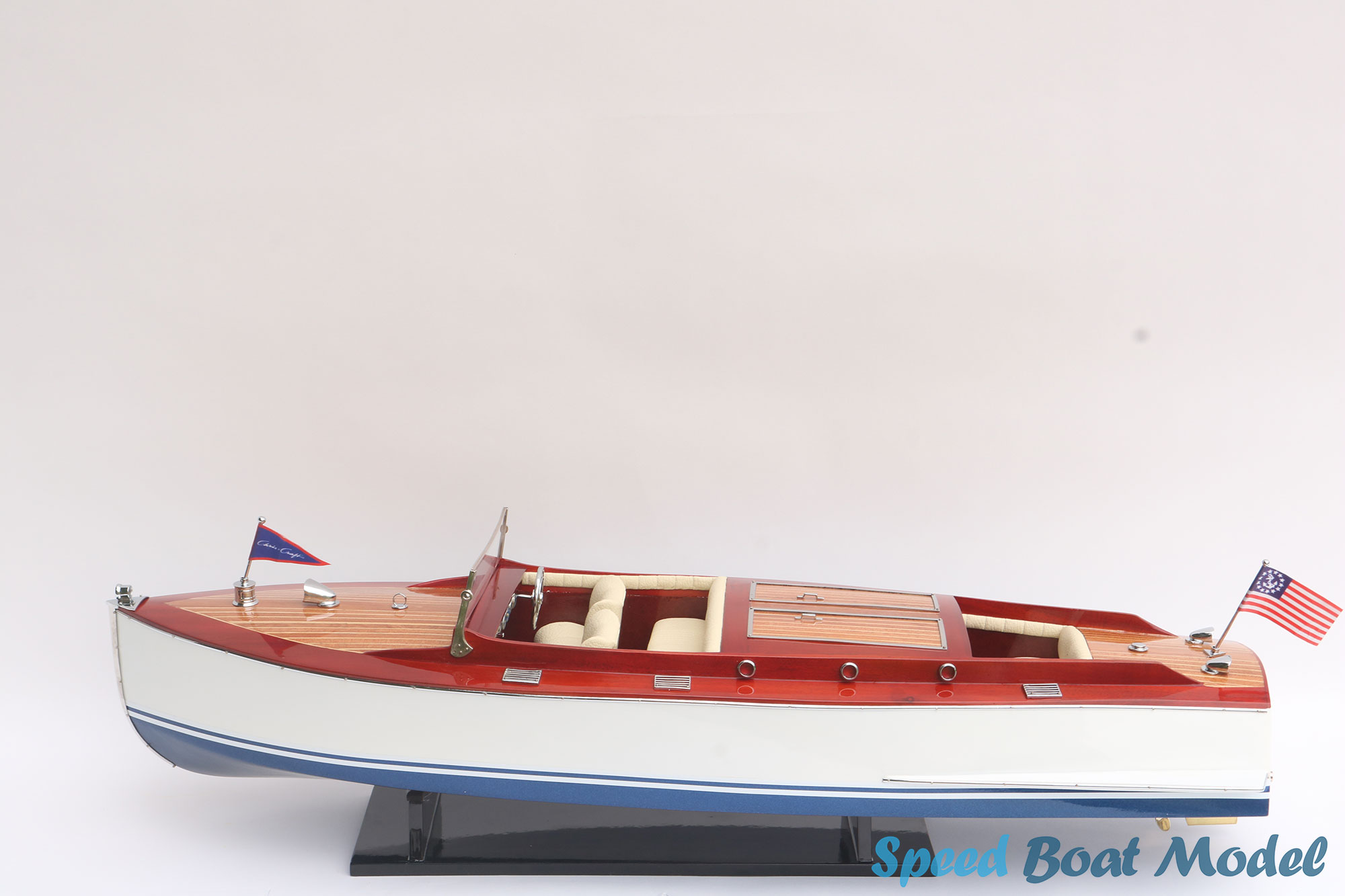 Chris Craft Runabout 1930 Blue & White Hull Speed Boat Model 32.28"