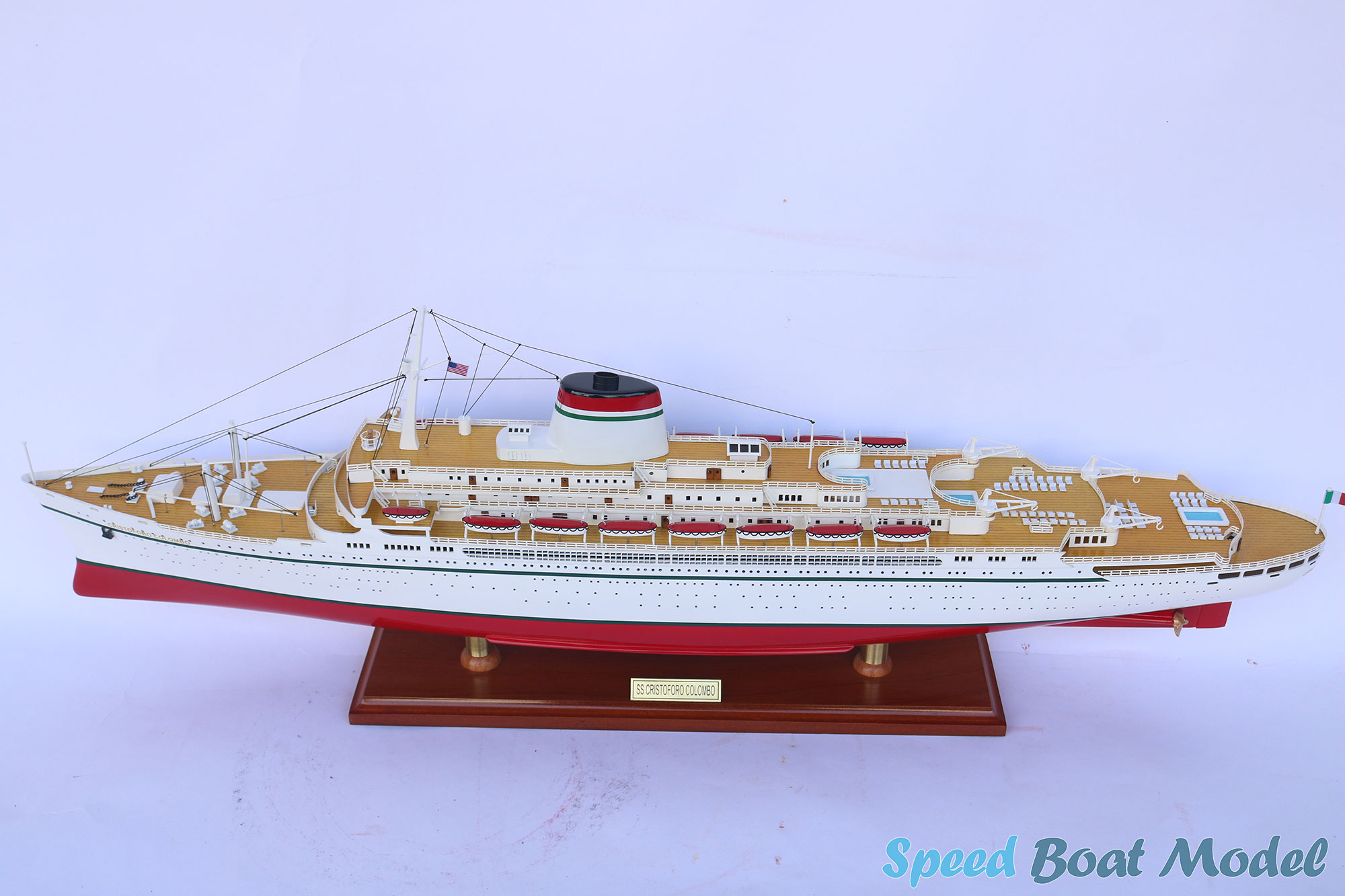 White & Red Ss Cristorofo Colombo Cruise Ship Model 34.3