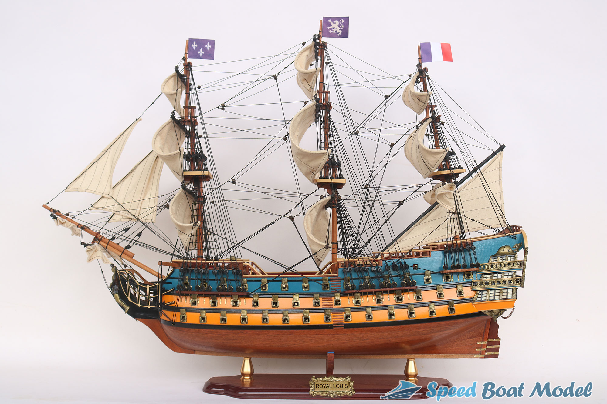 Le Royal Louis Painted Tall Ship Model 35"