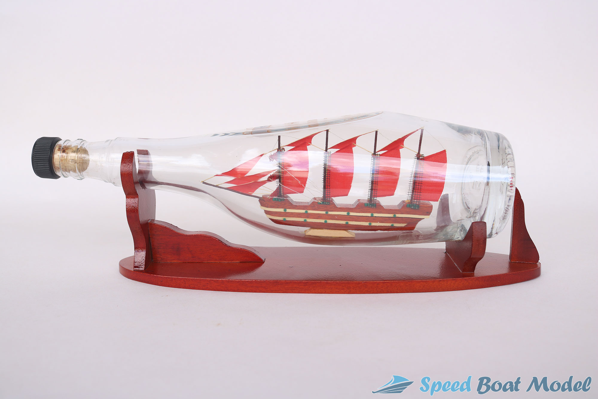 Martell Model Boat In Wine Bottle 8.7"