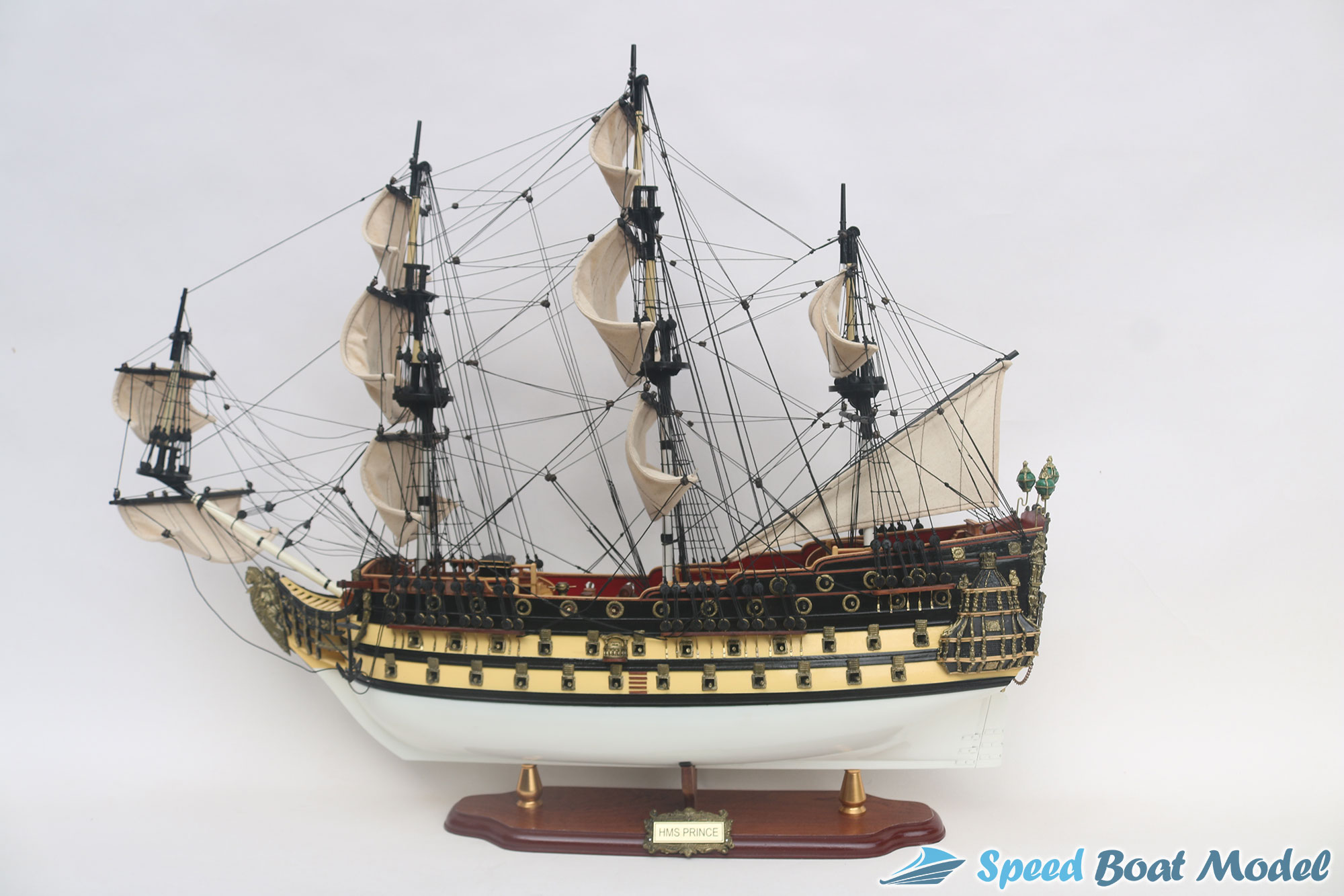 Hms Prince Painted Tall Ship Model 37"