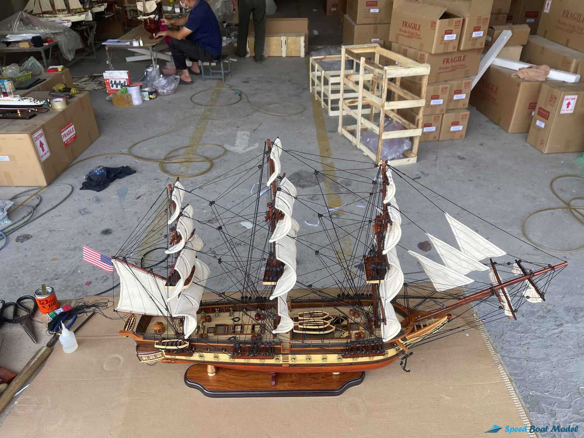 Uss Constitution Special Edition Ship Model 26.8" 11 Uss Constitution Special Edition Ship Model (3) Speed Boad Model