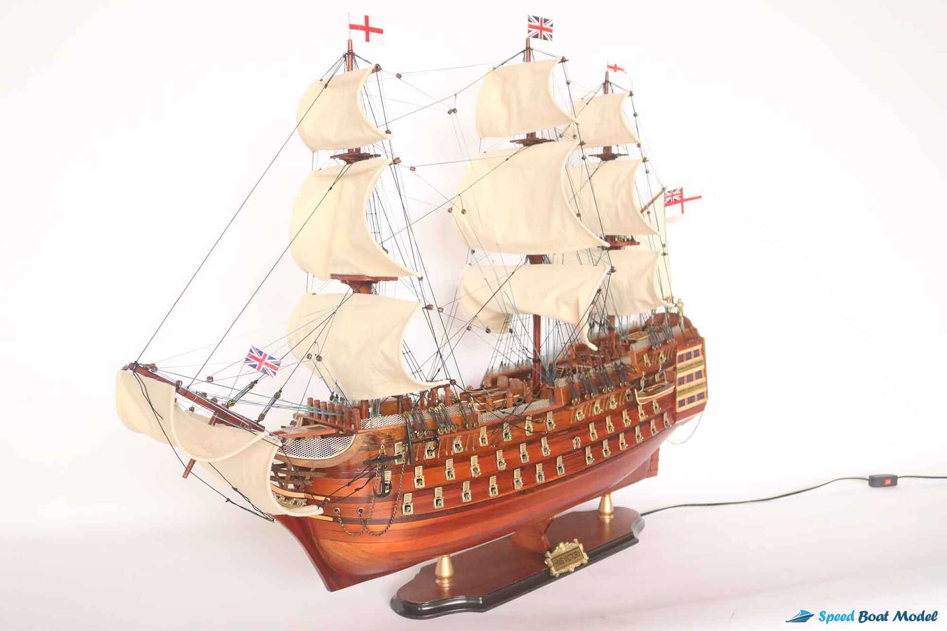 Hms Victory Lord Horatio Nelson Ship Paint With Lights (15) Speed Boad Model