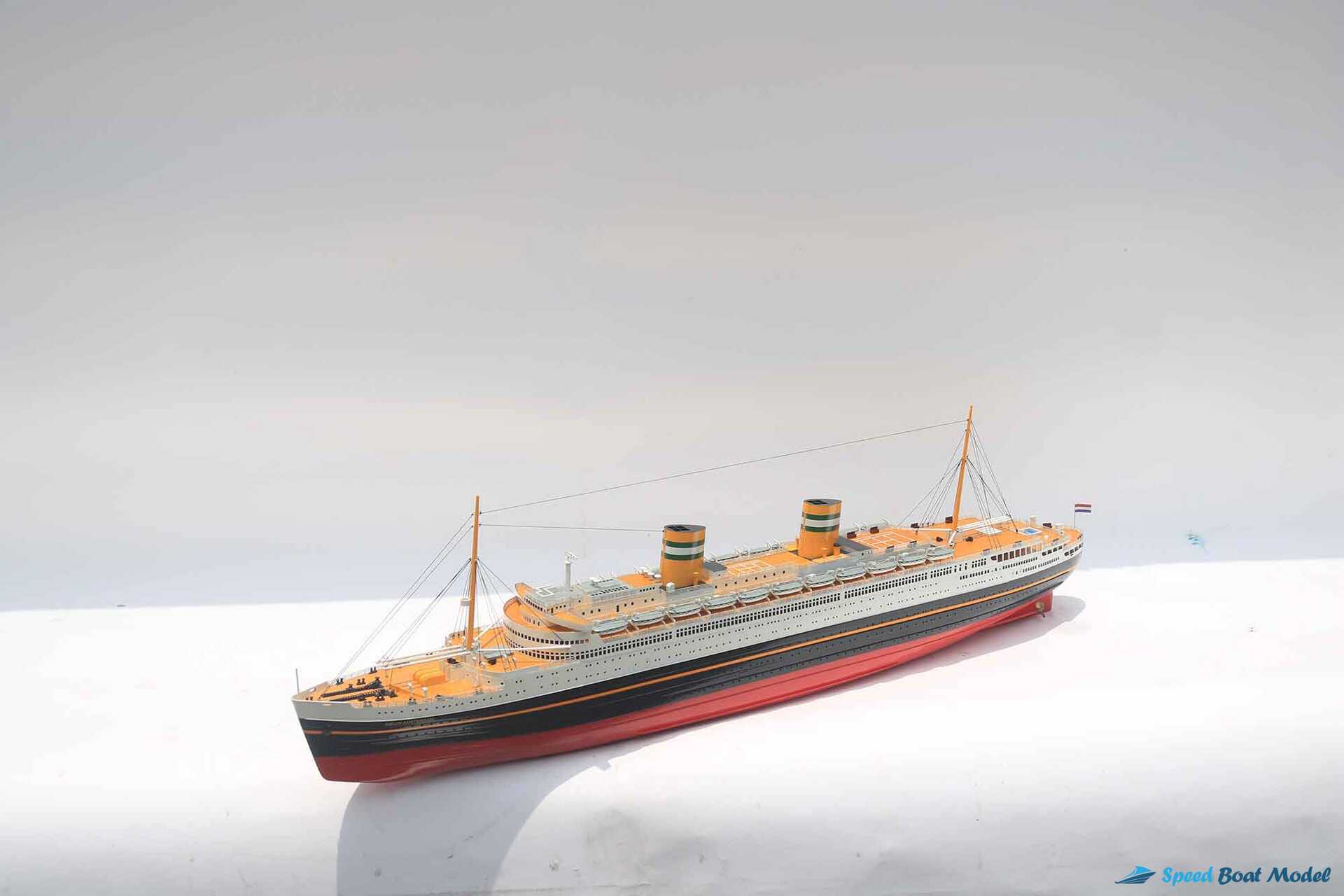 Red Black Hull Ss Nieuw Amsterdam Ship Model (11) Speed Boad Model