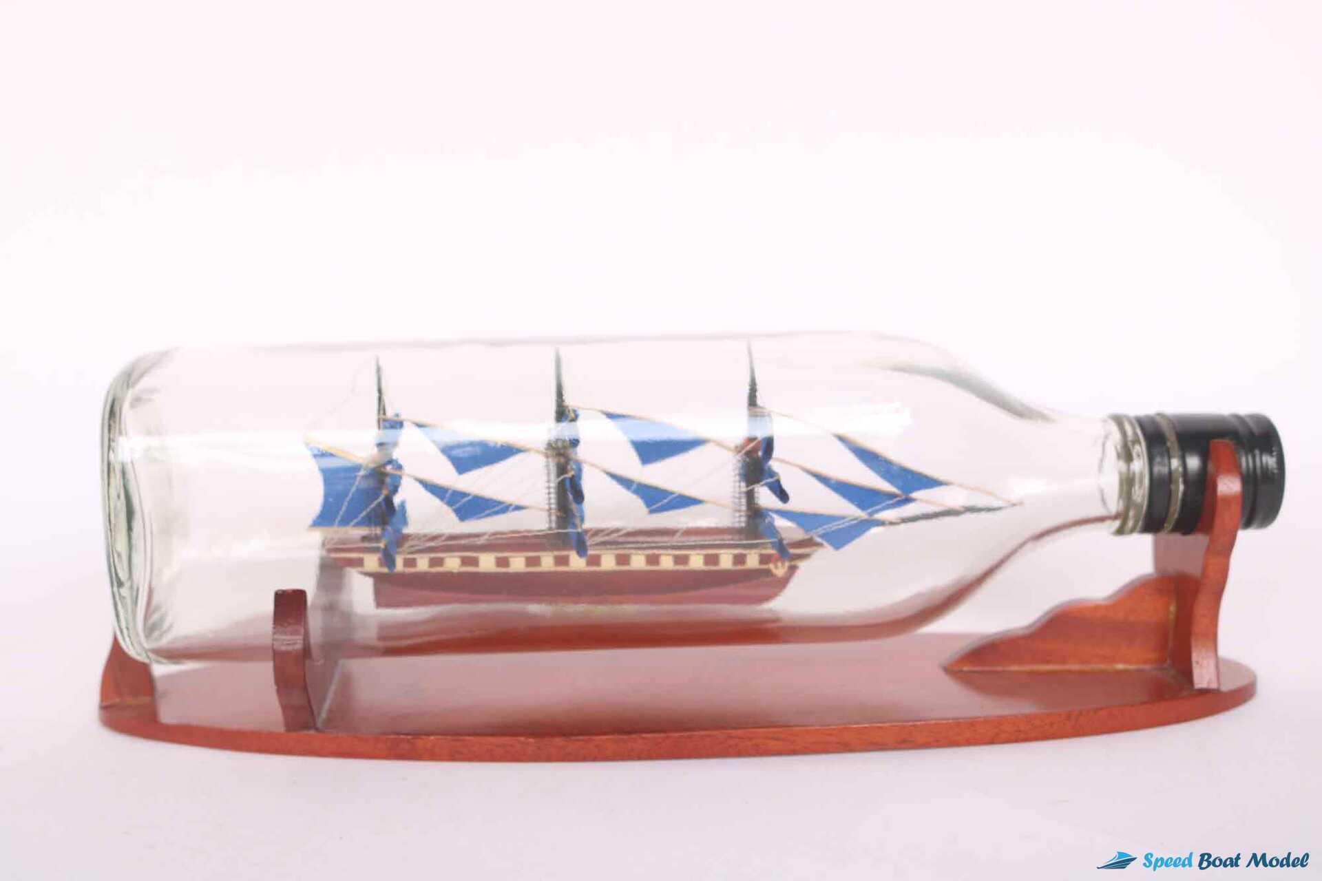 Blue Ship Model In A Horizontal Square Bottle 10.6" 4 Blue Ship Model In A Horizontal Square Bottle (1) Speed Boad Model