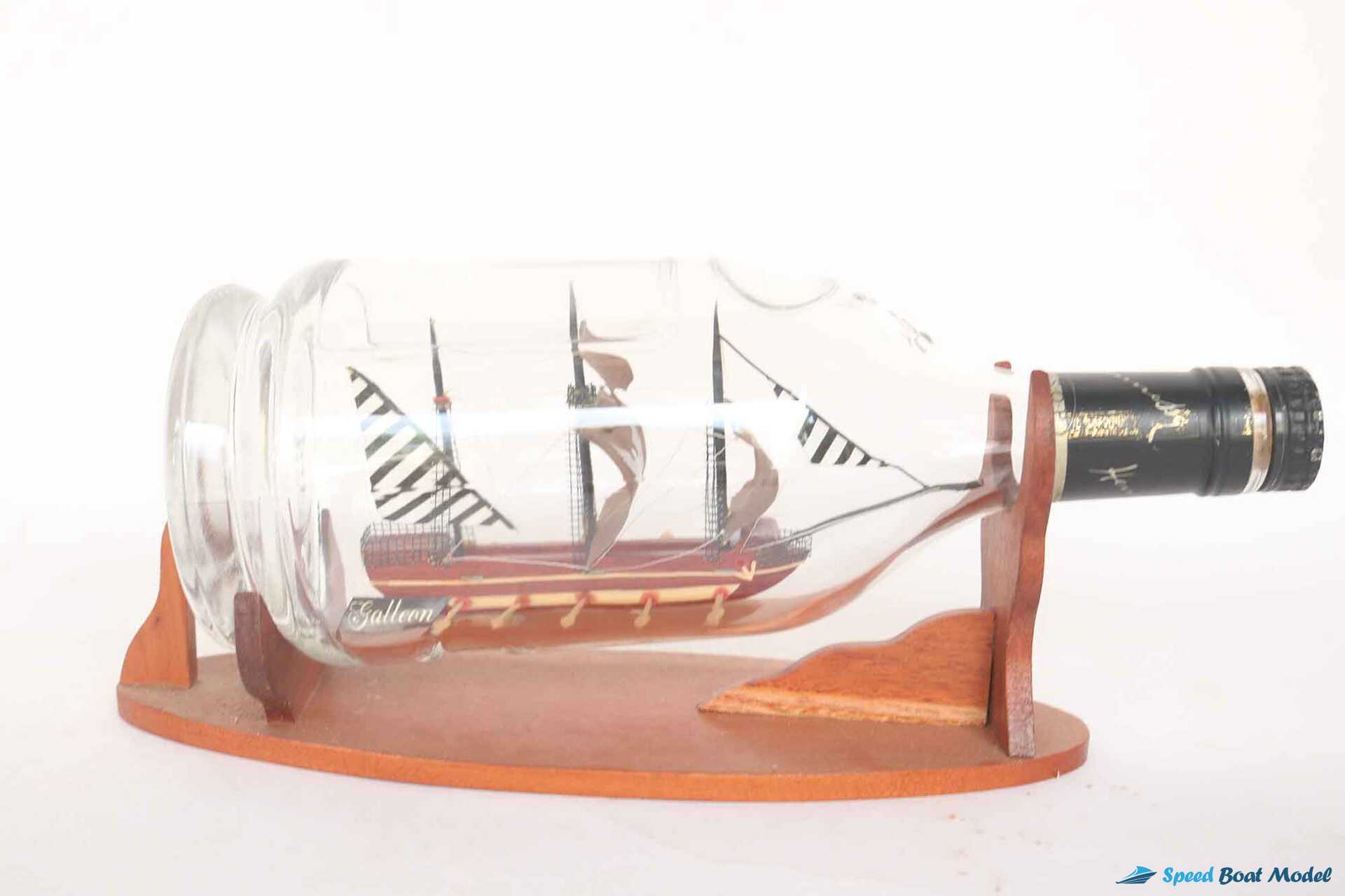 Galleon Ship In Bottle – White & Black Sail (1) Speed Boad Model Galleon Ship In Bottle – White & Black Sail (1) Speed Boad Model