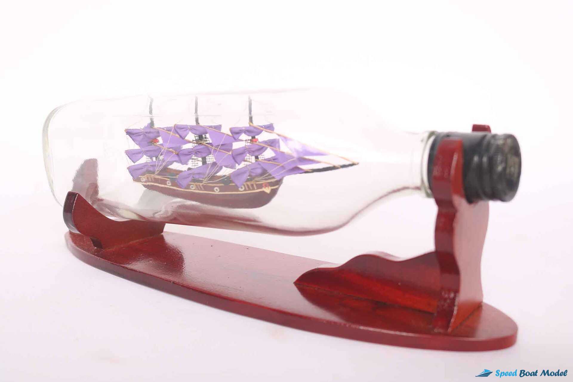 Purple Ship In Lie Down Square Wine Bottle (2) Speed Boad Model