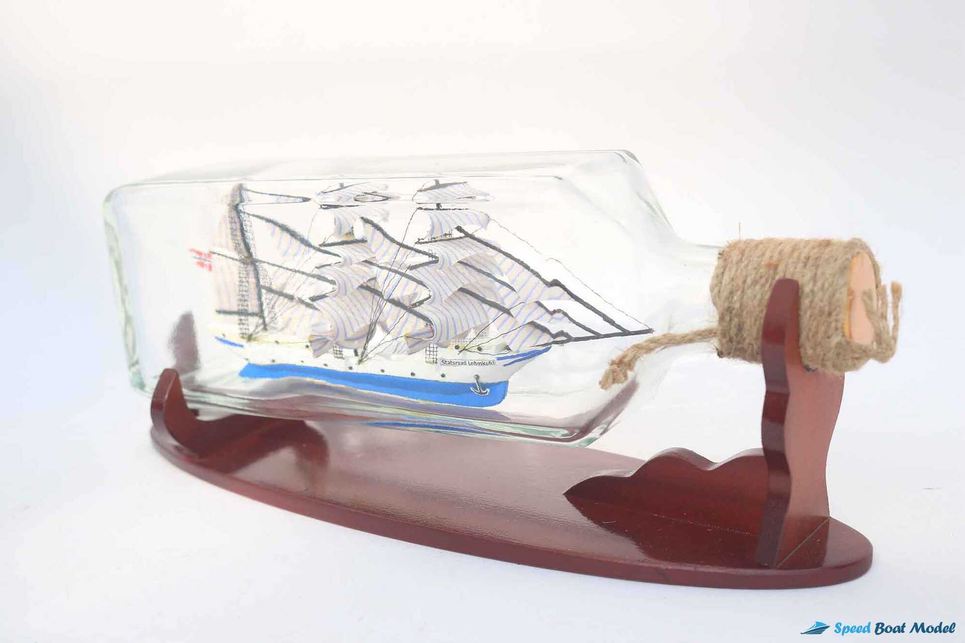 Statsraat Lehmkuhl Ship In Bottle 6" 9 Statsraat Lehmkuhl Ship In Bottle (7) Speed Boad Model